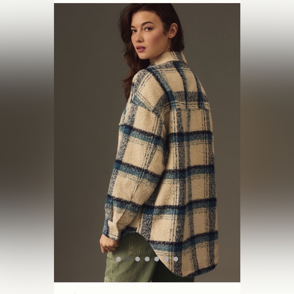 NWT: Anthropologie, Good American Cream and Indigo Plaid Jacket - sold out - Picture 6 of 12